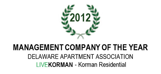 Delaware Apartment Association Management Company of the Year Award 2012