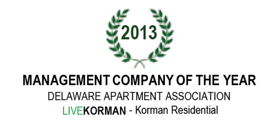 Delaware Apartment Association Management Company of the Year Award 2013