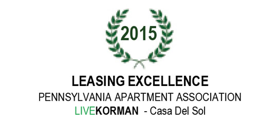 Pennsylvania Apartment Association Leasing Excellence Award 2015