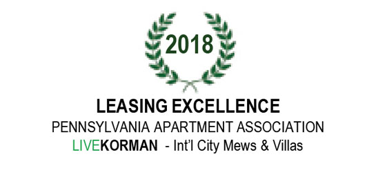 Pennsylvania Apartment Association Leasing Excellence Award 2018